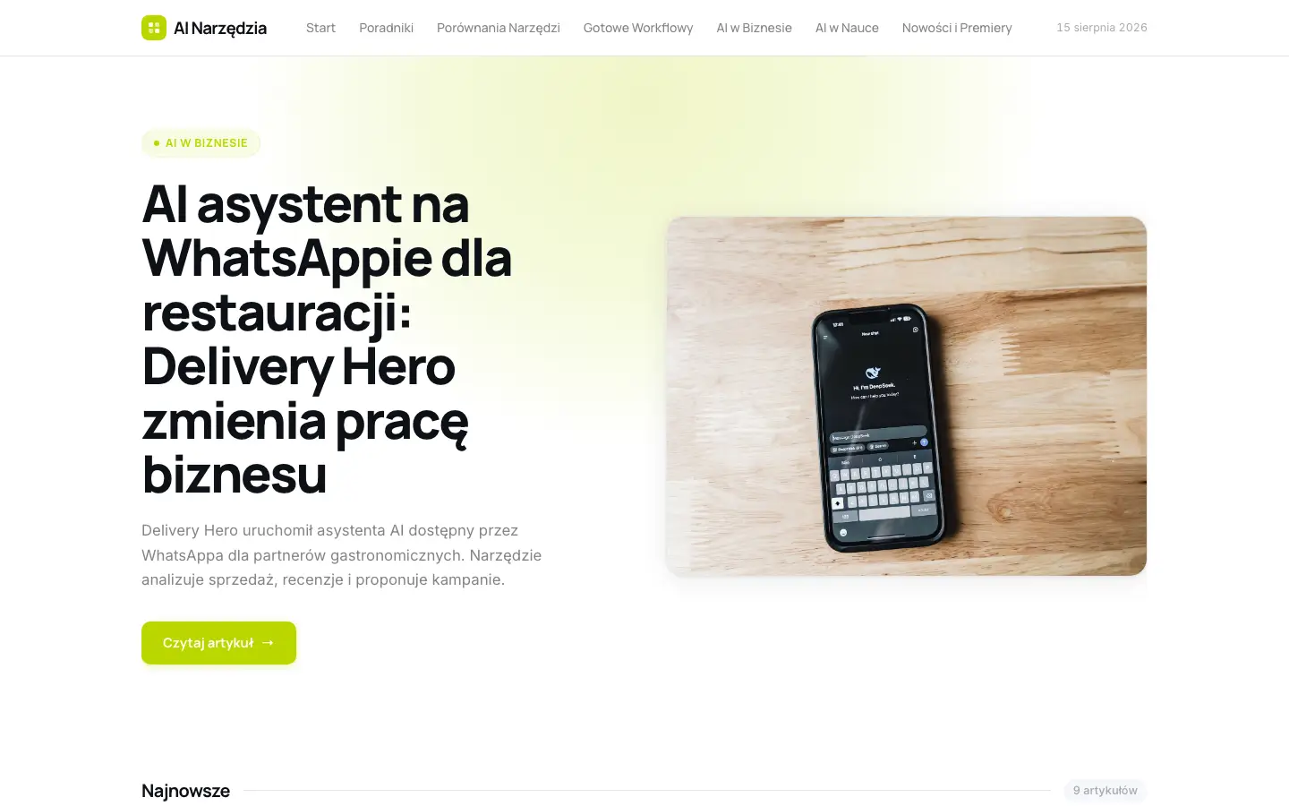 Zrzut ekranu strony ainarzedzia.pl