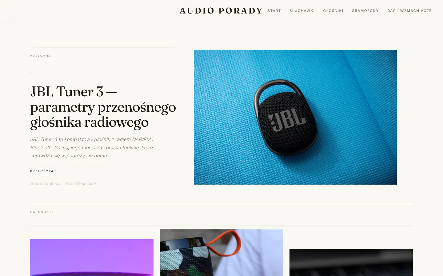 Zrzut ekranu strony audioporady.pl