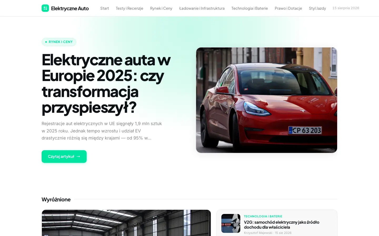 Zrzut ekranu strony elektryczne.auto.pl