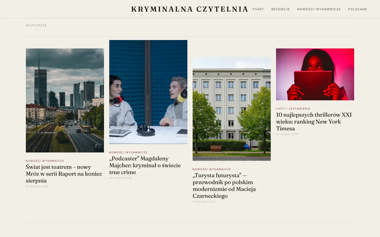 Zrzut ekranu strony kryminalnaczytelnia.pl