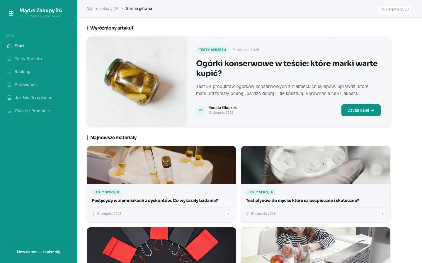 Zrzut ekranu strony madrezakupy24.pl