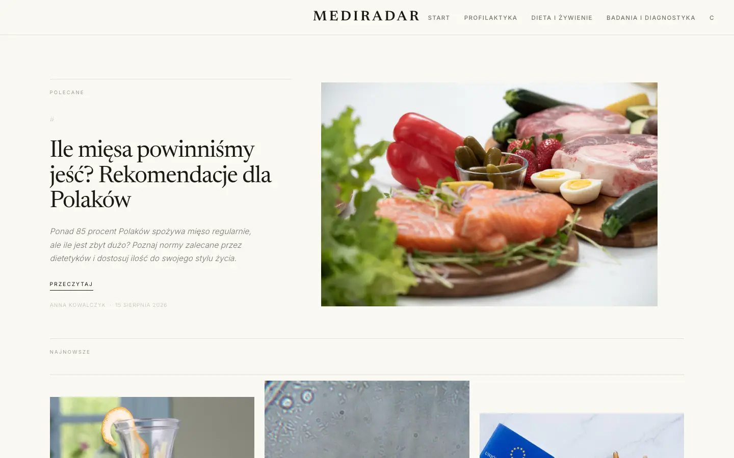 Zrzut ekranu strony mediradar.pl