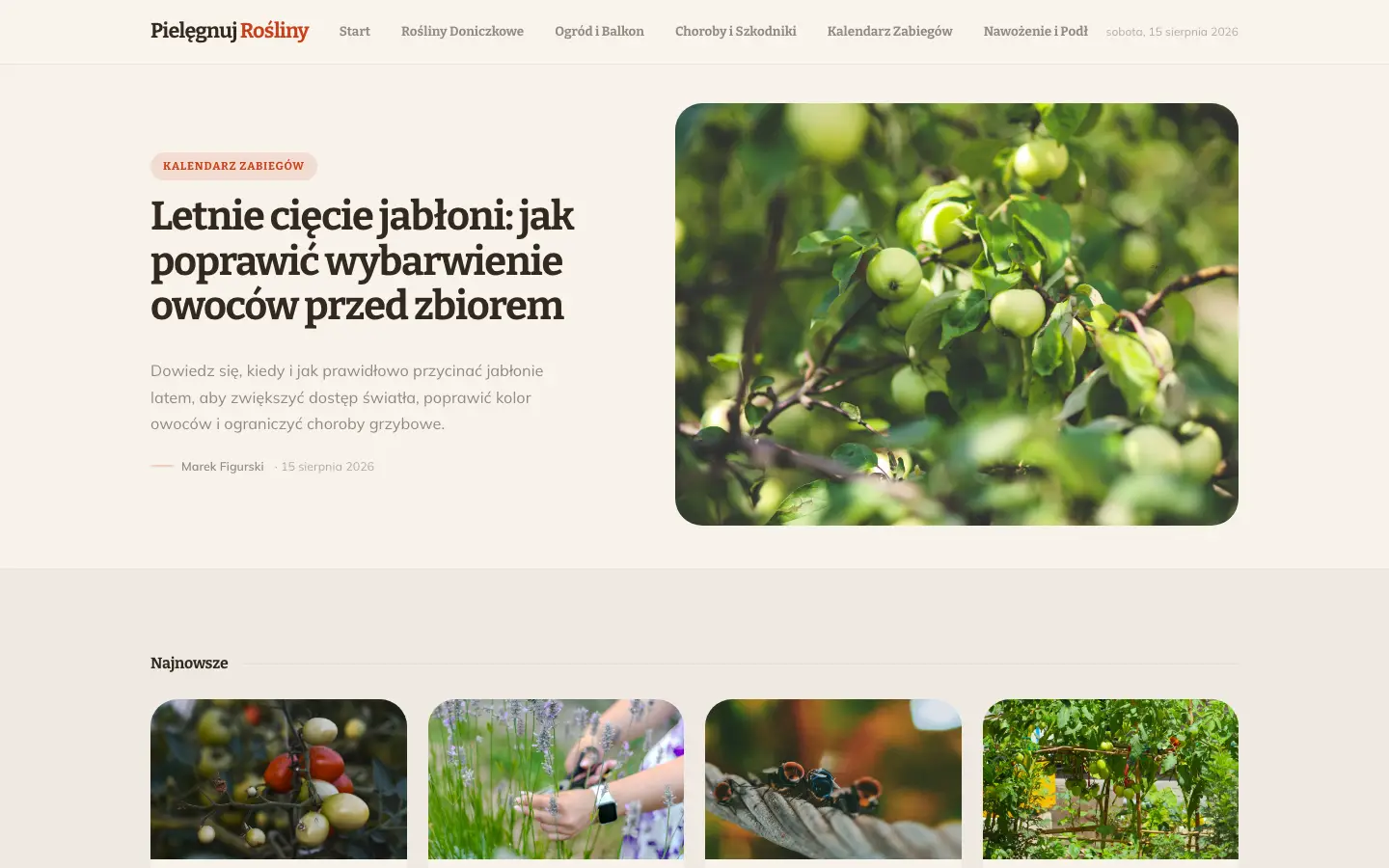 Zrzut ekranu strony pielegnujrosliny.pl
