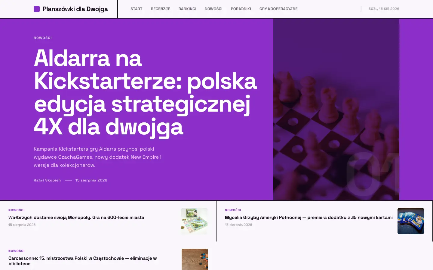 Zrzut ekranu strony planszowkidladwojga.pl