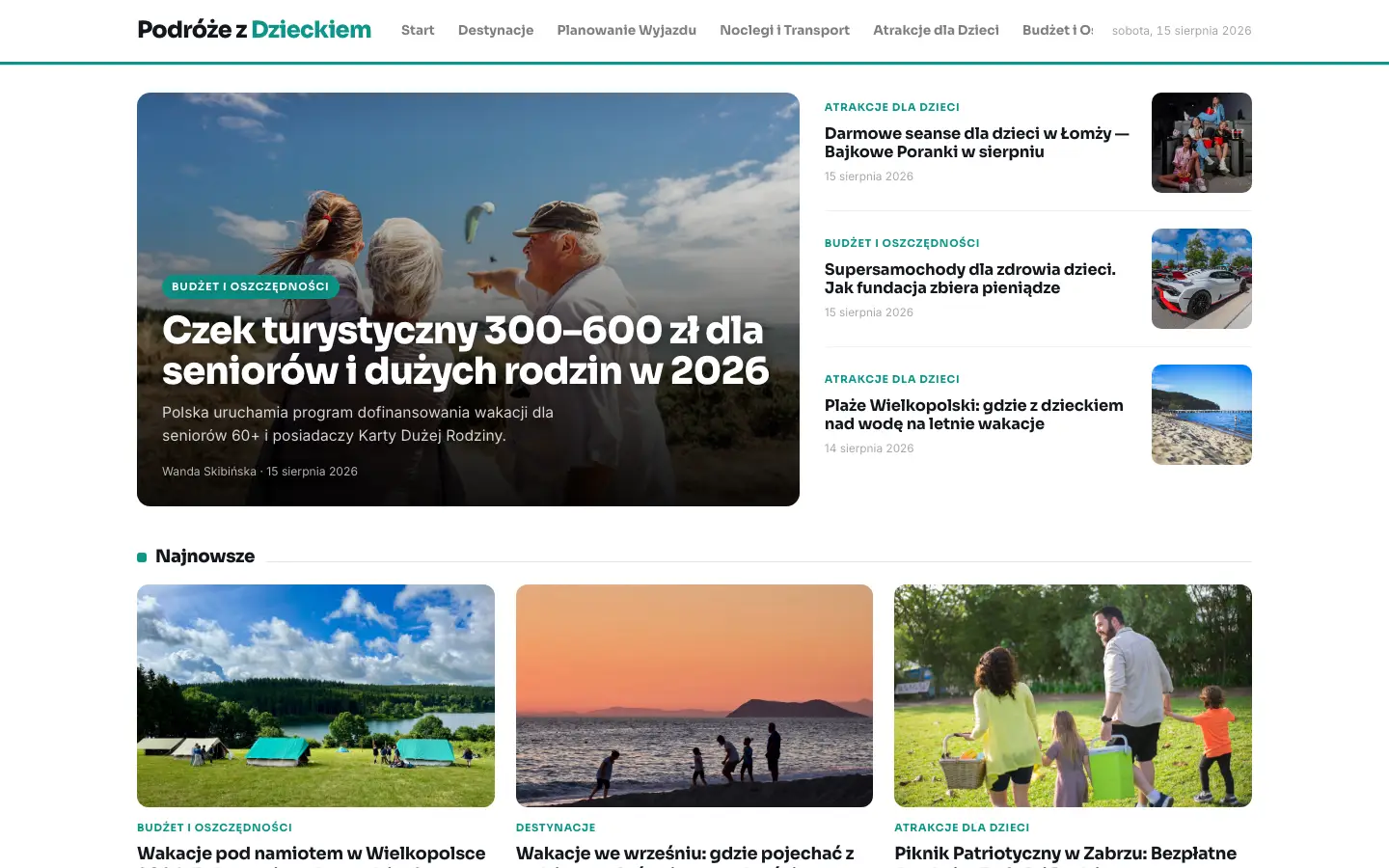 Zrzut ekranu strony podrozezdzieckiem.pl