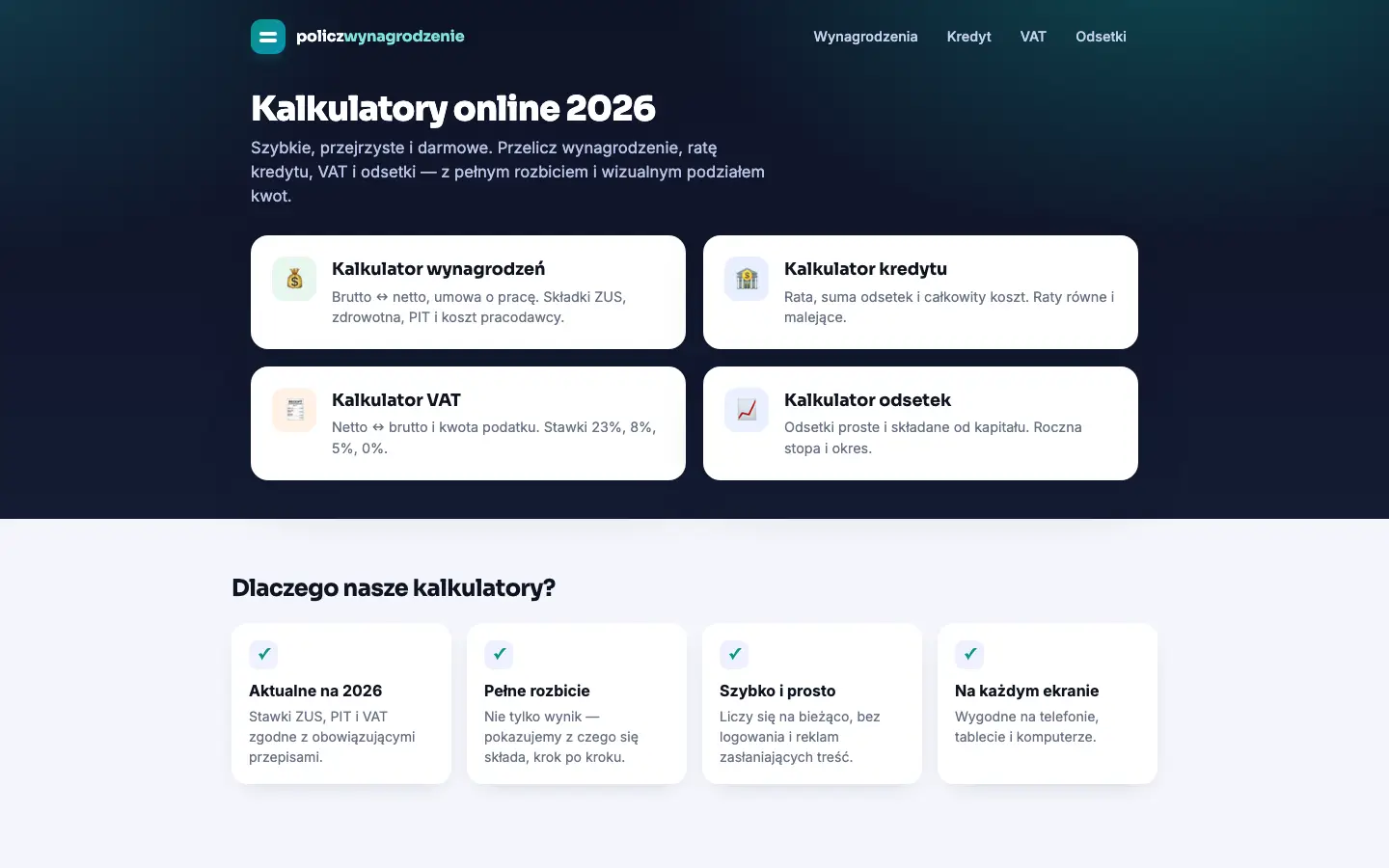 Zrzut ekranu strony policzwynagrodzenie.pl