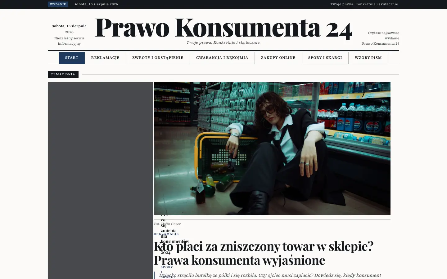 Zrzut ekranu strony prawokonsumenta24.pl