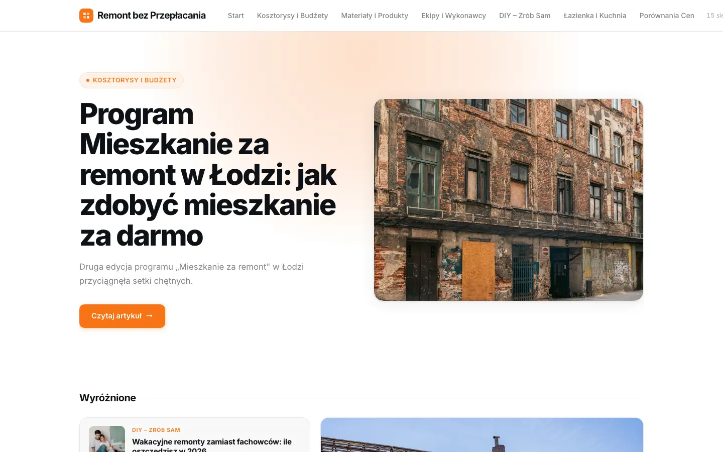 Zrzut ekranu strony remontbezprzeplacania.pl
