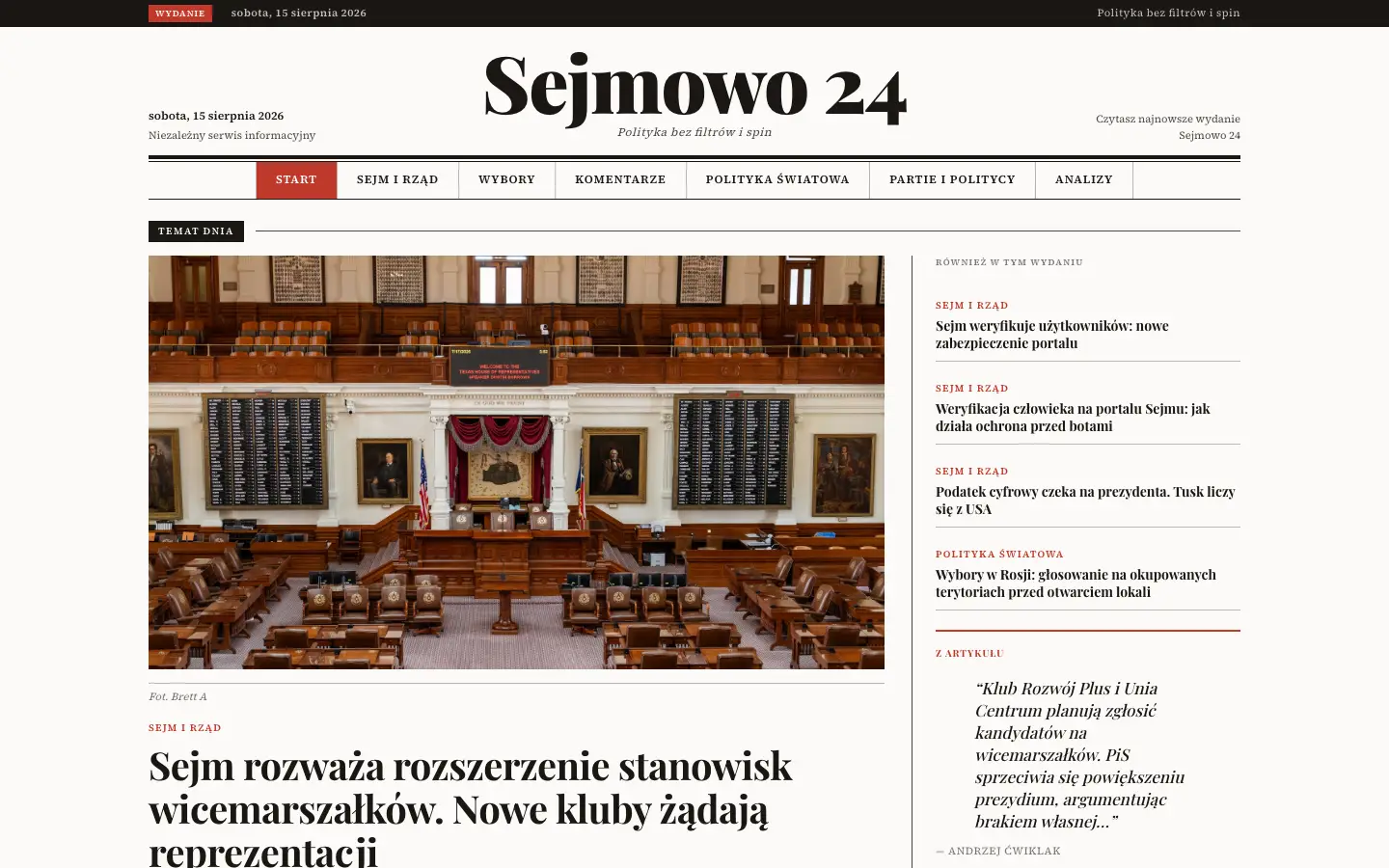 Zrzut ekranu strony sejmowo24.pl