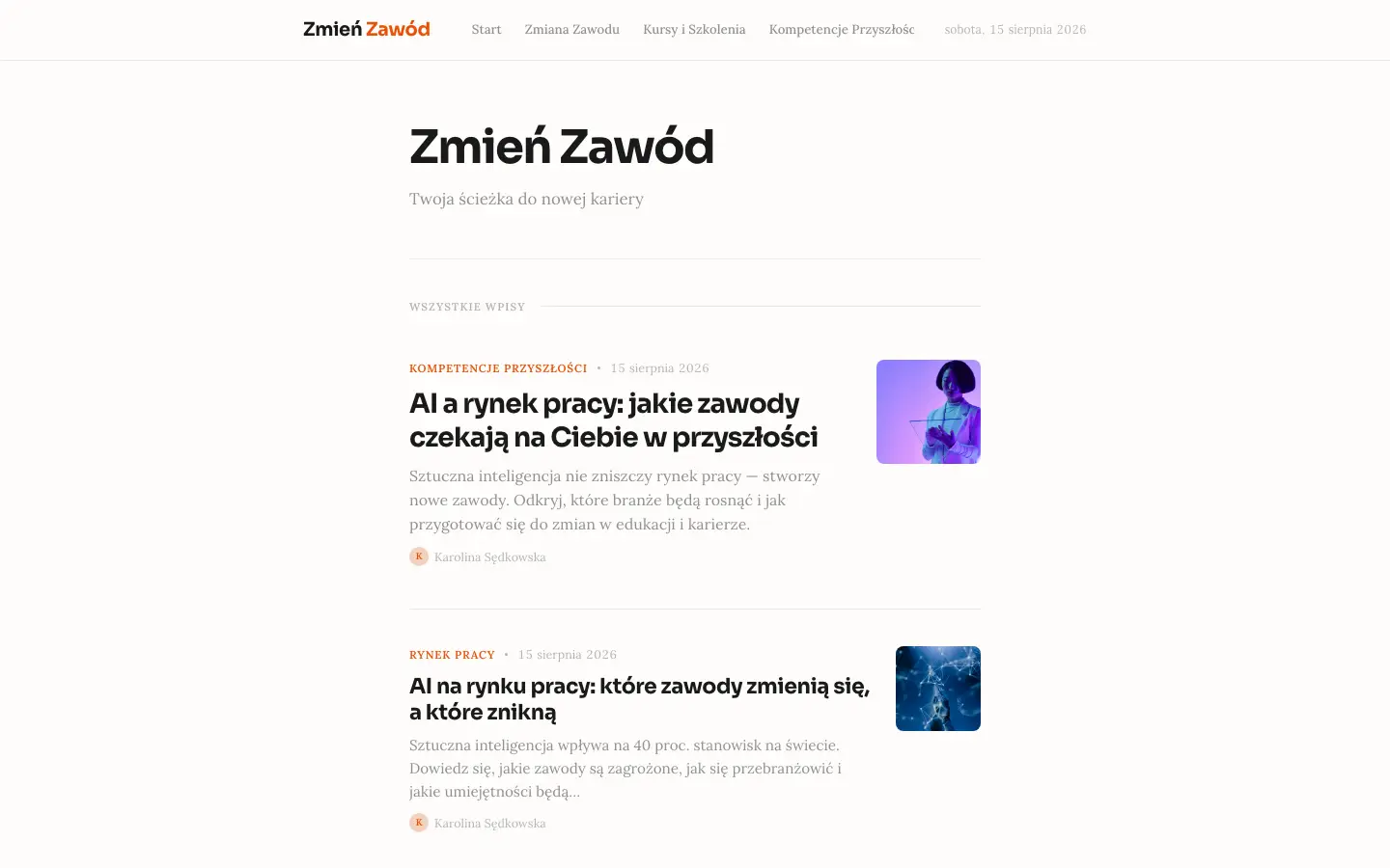 Zrzut ekranu strony zmienzawod.pl